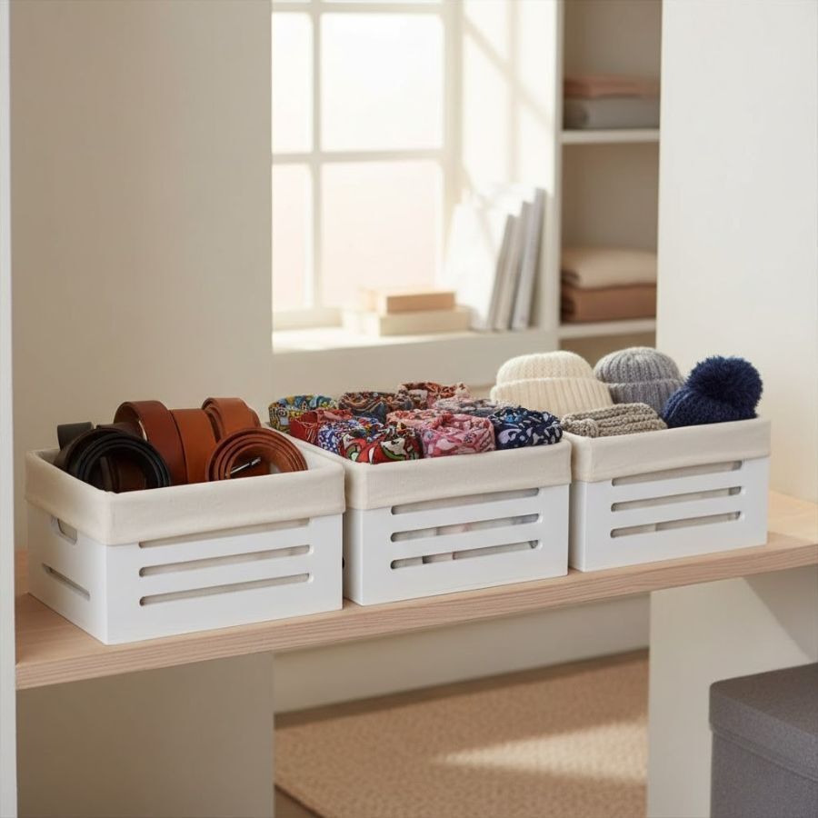 Wooden Bin with Fabric Lining