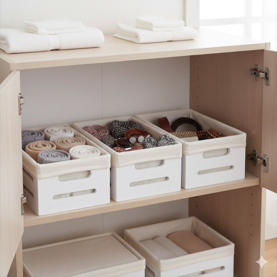 Wooden Bin with Fabric Lining