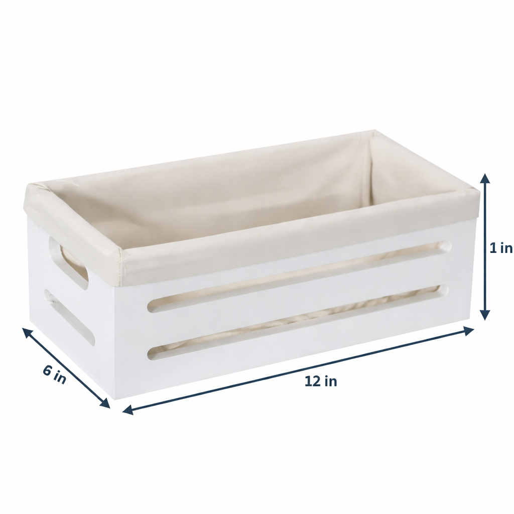 Wooden Bin with Fabric Lining