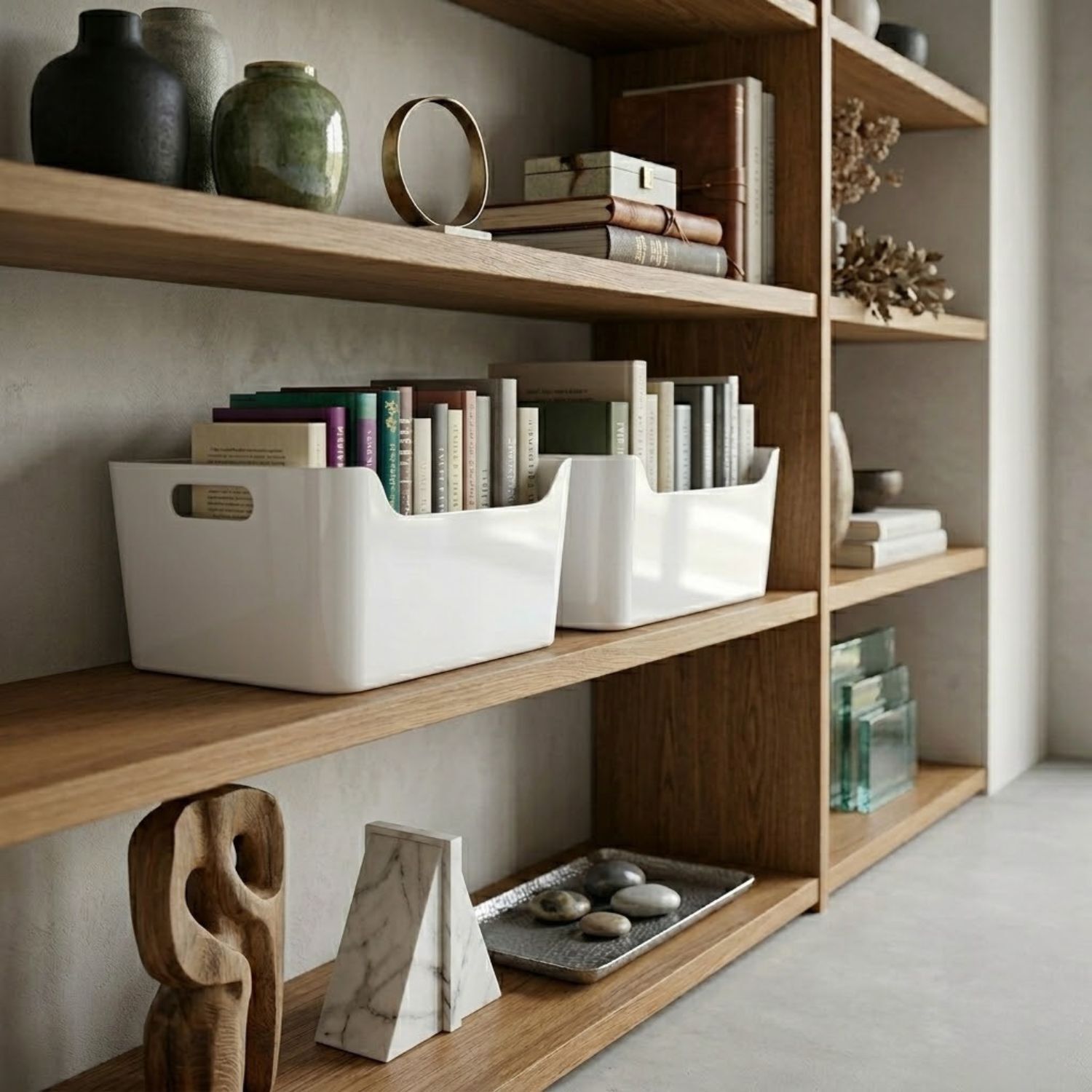 White U Shaped Bin