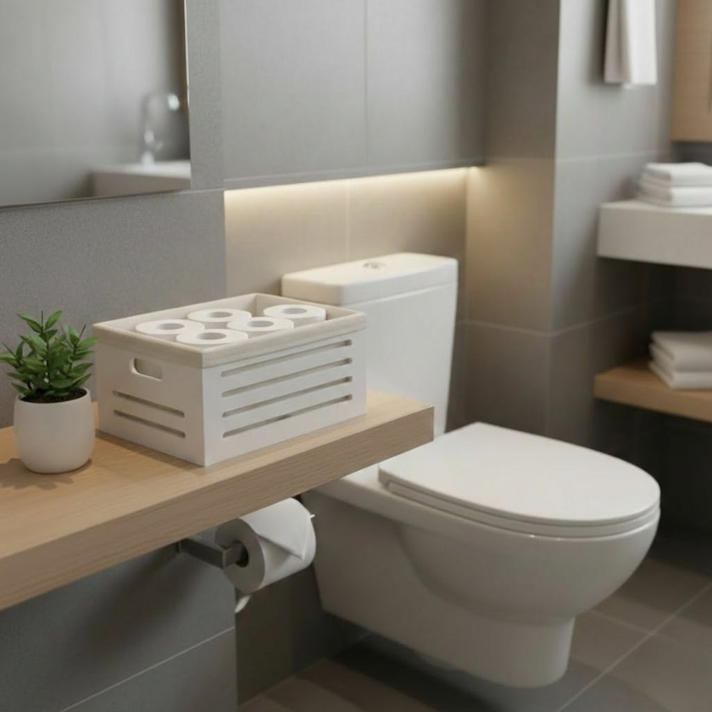 Wooden Bin with Fabric Lining