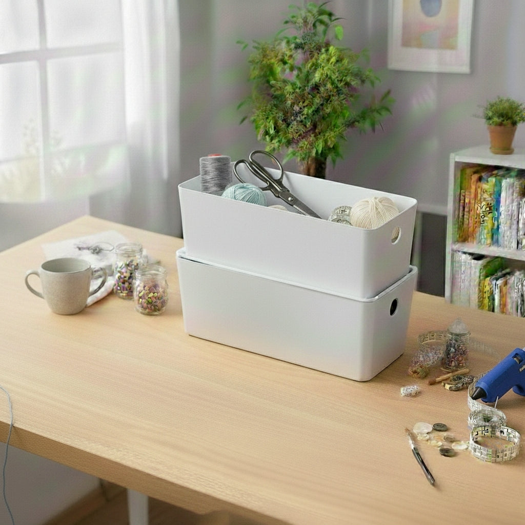 White Stackable Storage Bins