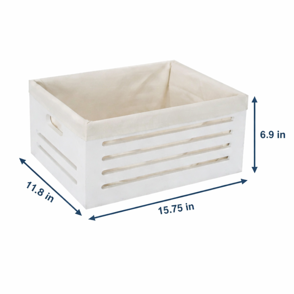 Wooden Bin with Fabric Lining