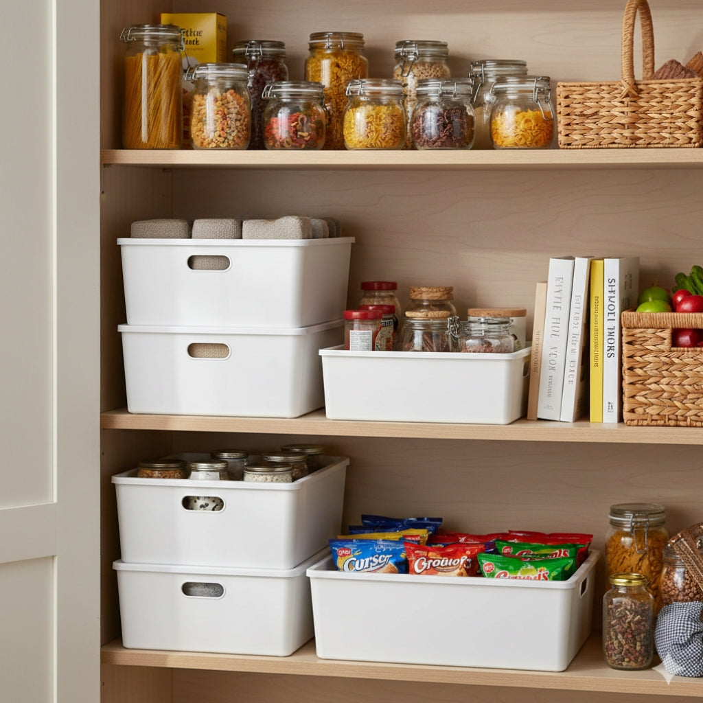 White Stackable Storage Bins