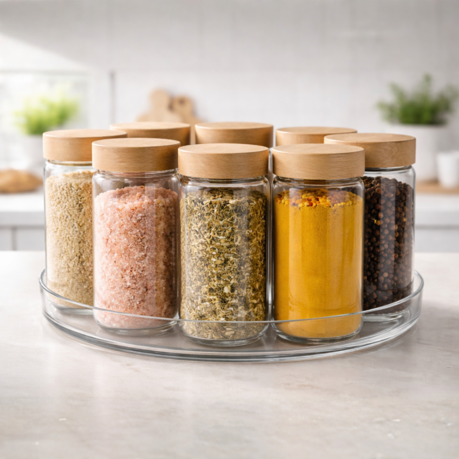 Glass Spice Jar with Oak Cover