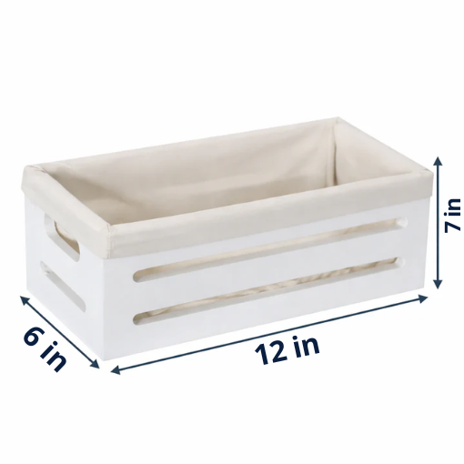 Wooden Bin with Fabric Lining