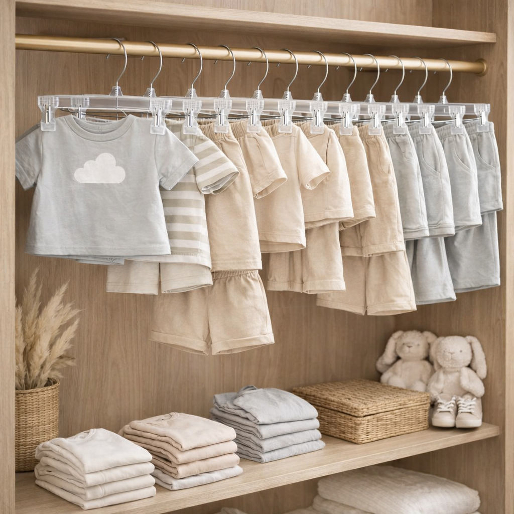 Clear Skirt & Pant Hangers with Adjustable Clips 8" - 5 Pack