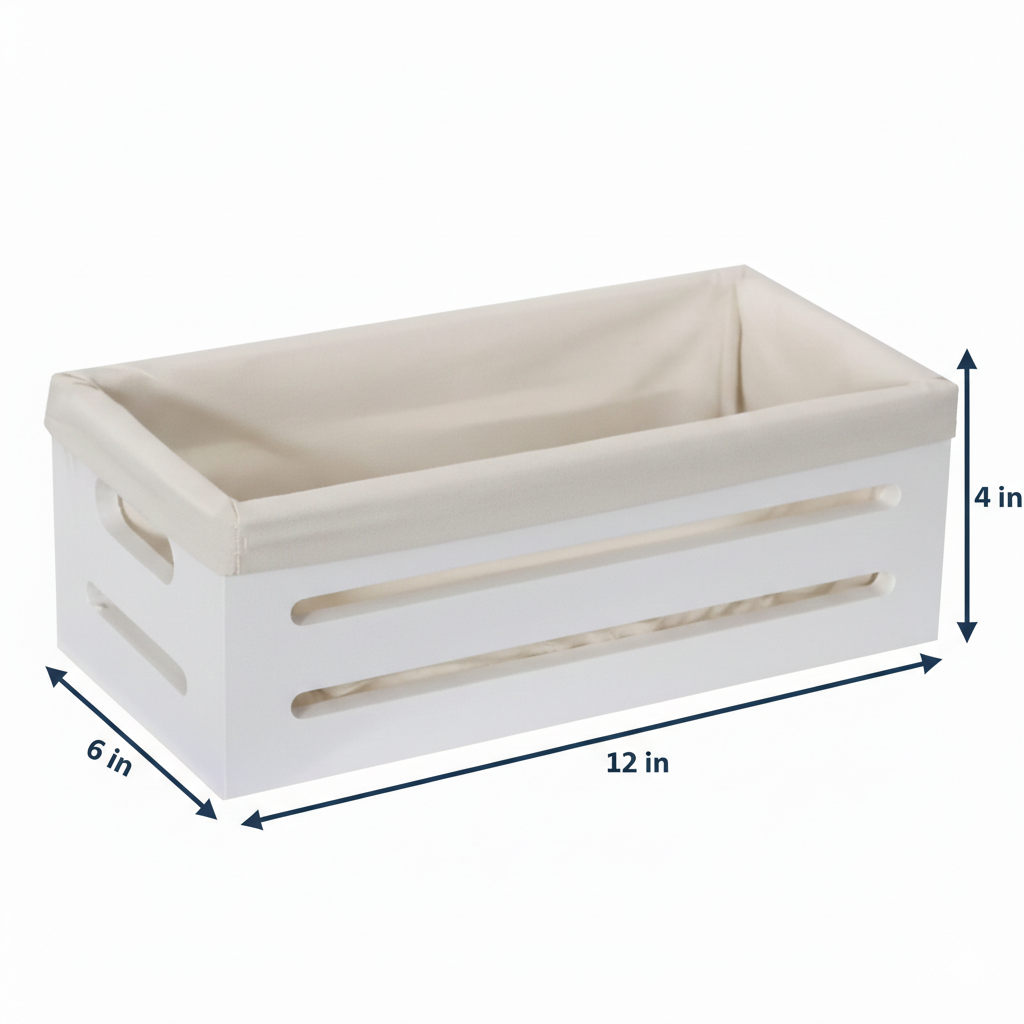 Wooden Bin with Fabric Lining
