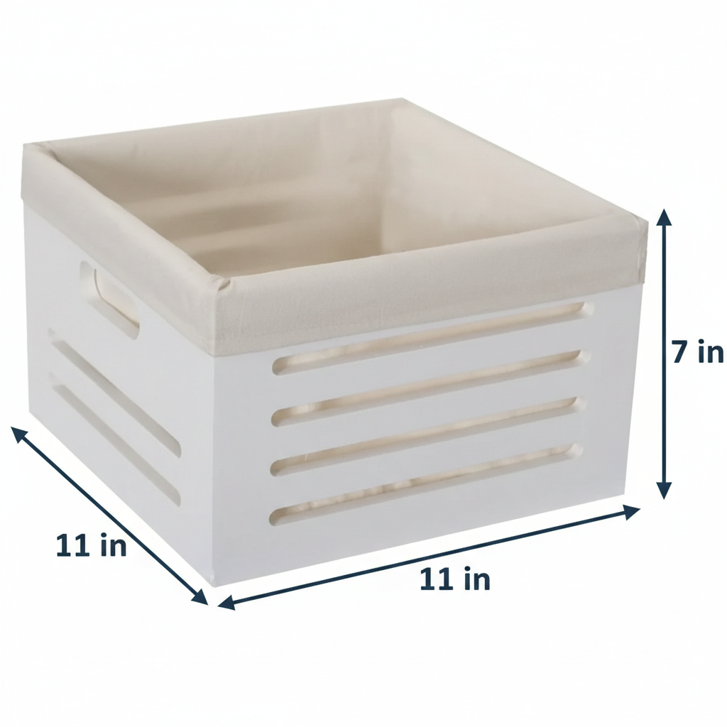 Wooden Bin with Fabric Lining