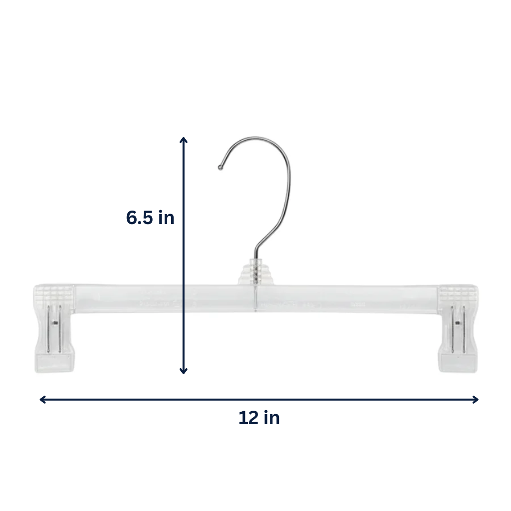 Clear Skirt & Pant Hangers with Adjustable Clips 12" - 5 Pack