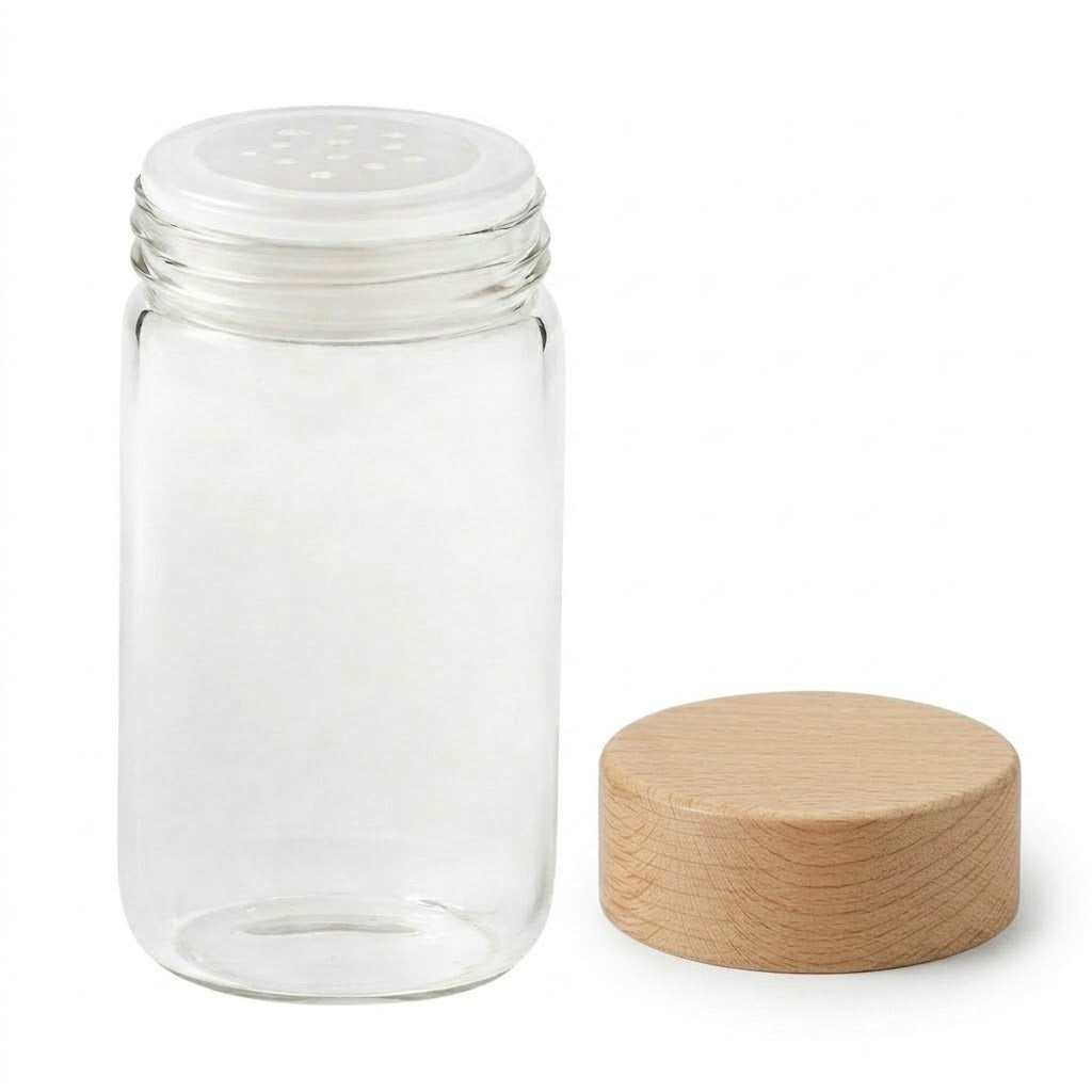 Glass Spice Jar with Oak Cover