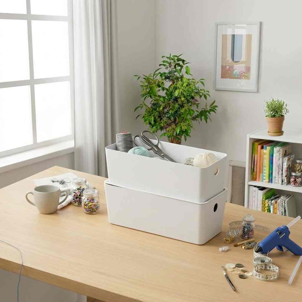 White Stackable Storage Bins