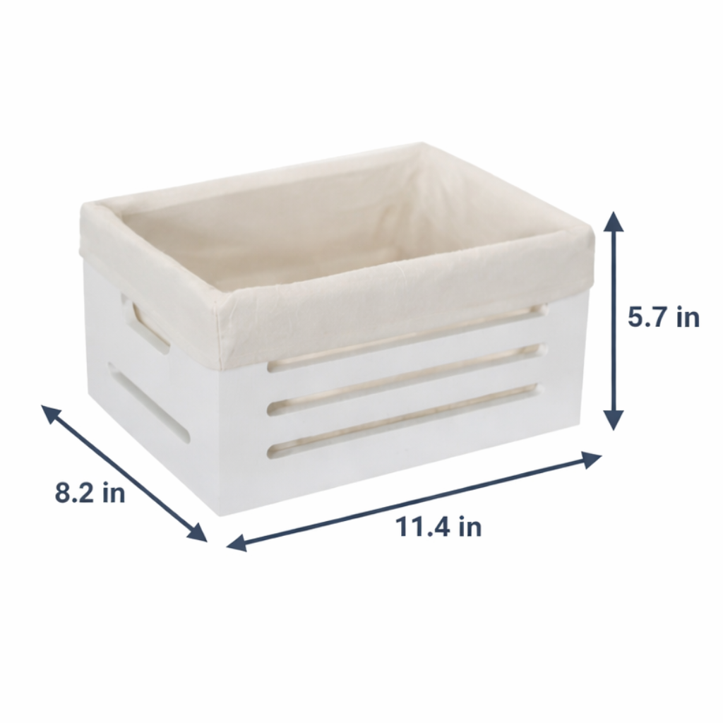 Wooden Bin with Fabric Lining