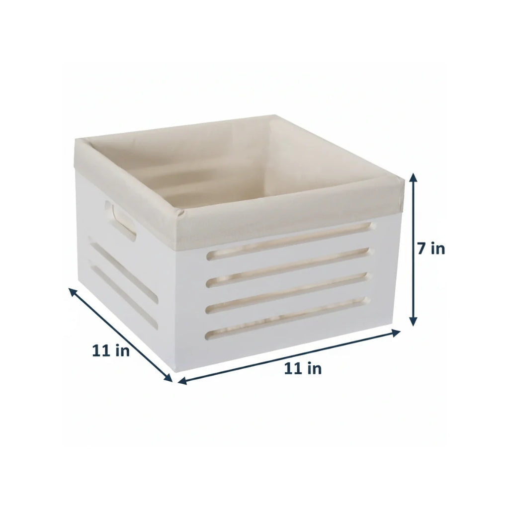 Wooden Bin with Fabric Lining