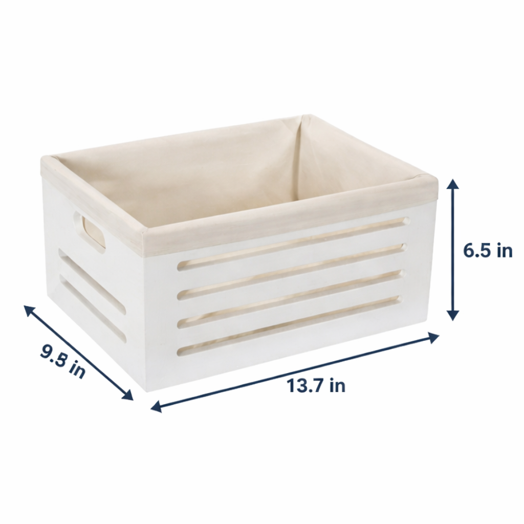 Wooden Bin with Fabric Lining