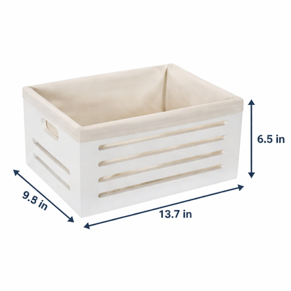 Wooden Bin with Fabric Lining