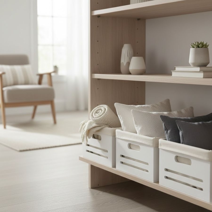 Wooden Bin with Fabric Lining