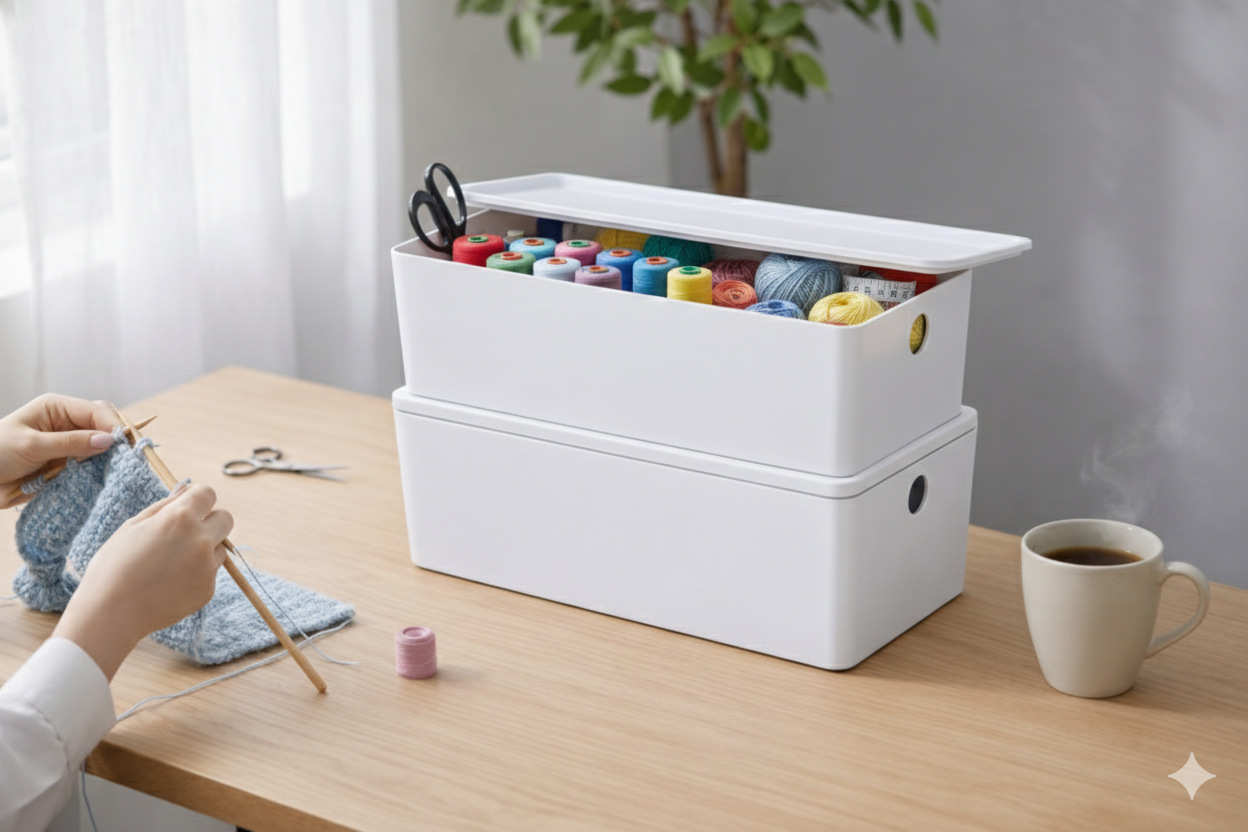 White Stackable Storage Bins