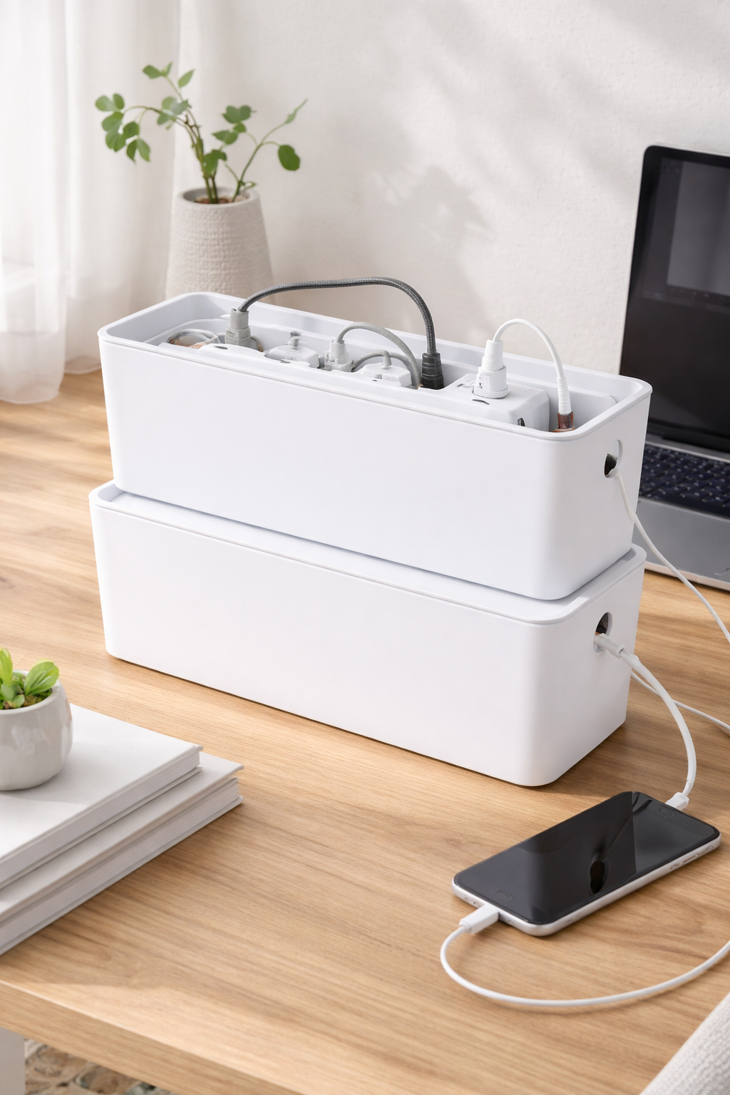 White Stackable Storage Bins