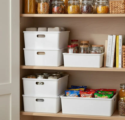 White Stackable Storage Bins