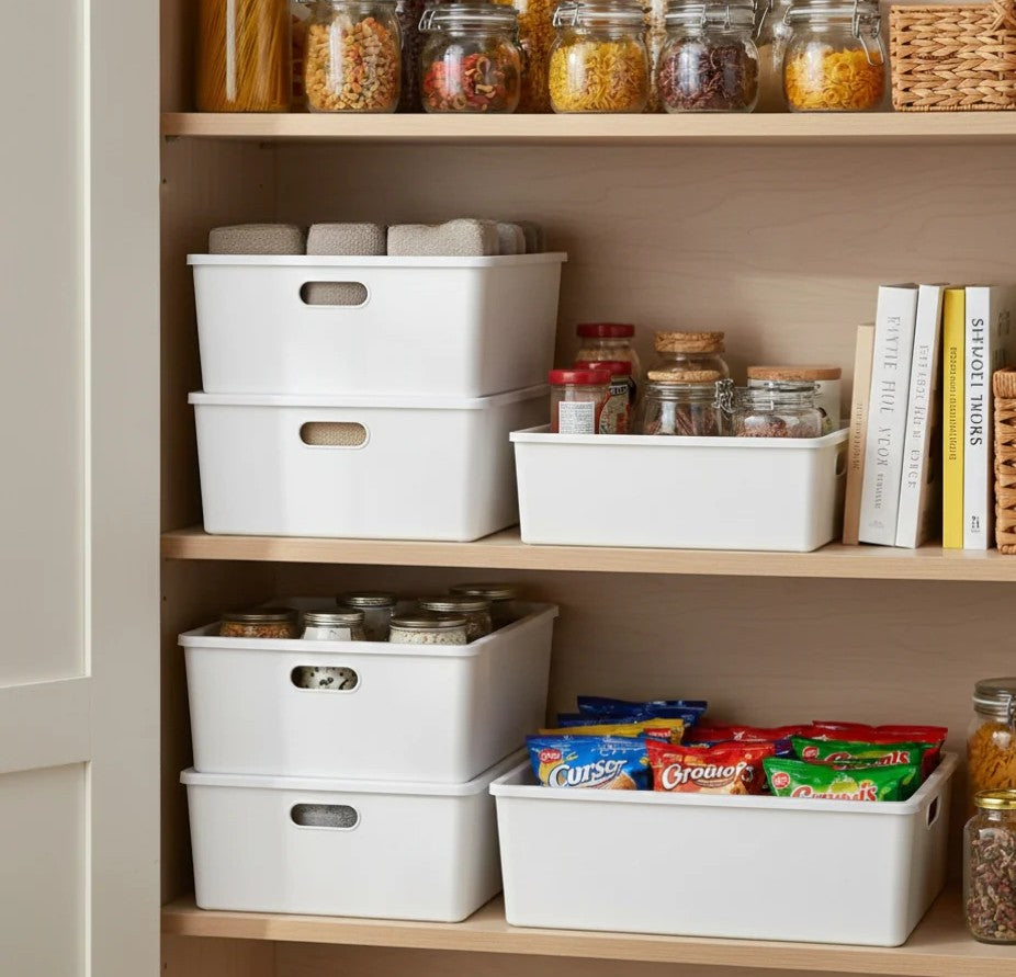 White Stackable Storage Bins