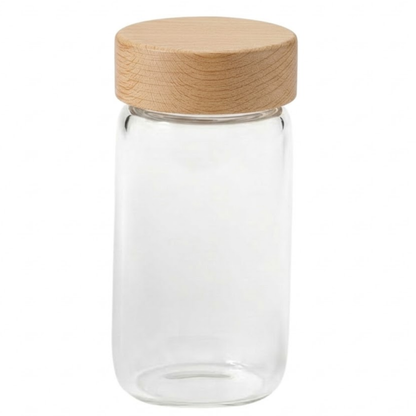 Glass Spice Jar with Oak Cover