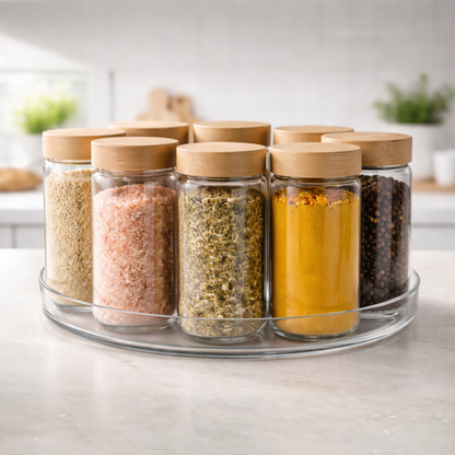 Glass Spice Jar with Oak Cover