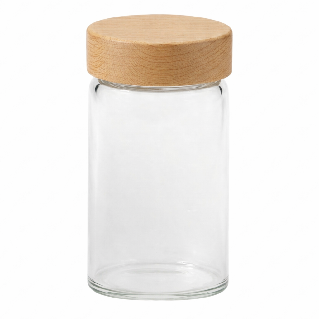 Glass Spice Jar with Oak Cover