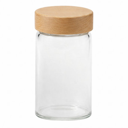 Glass Spice Jar with Oak Cover