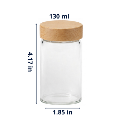 Glass Spice Jar with Oak Cover