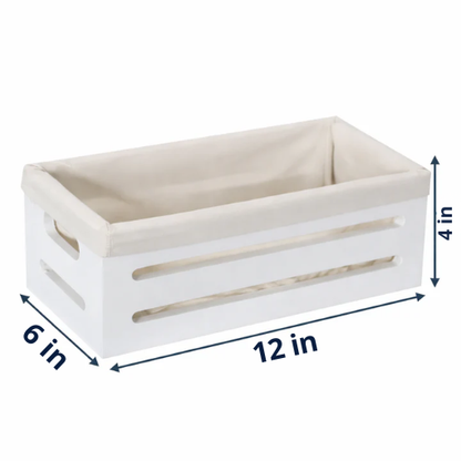 Wooden Bin with Fabric Lining