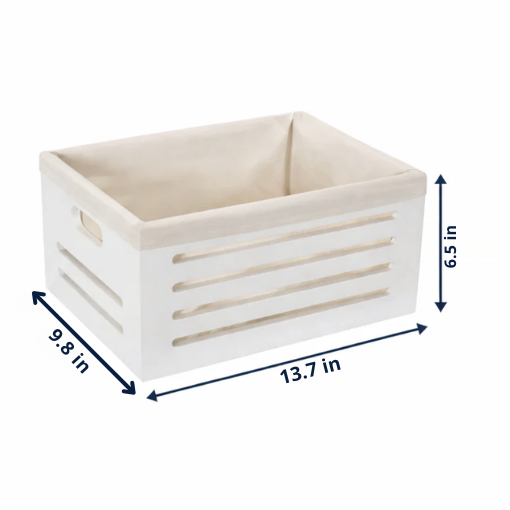 Wooden Bin with Fabric Lining