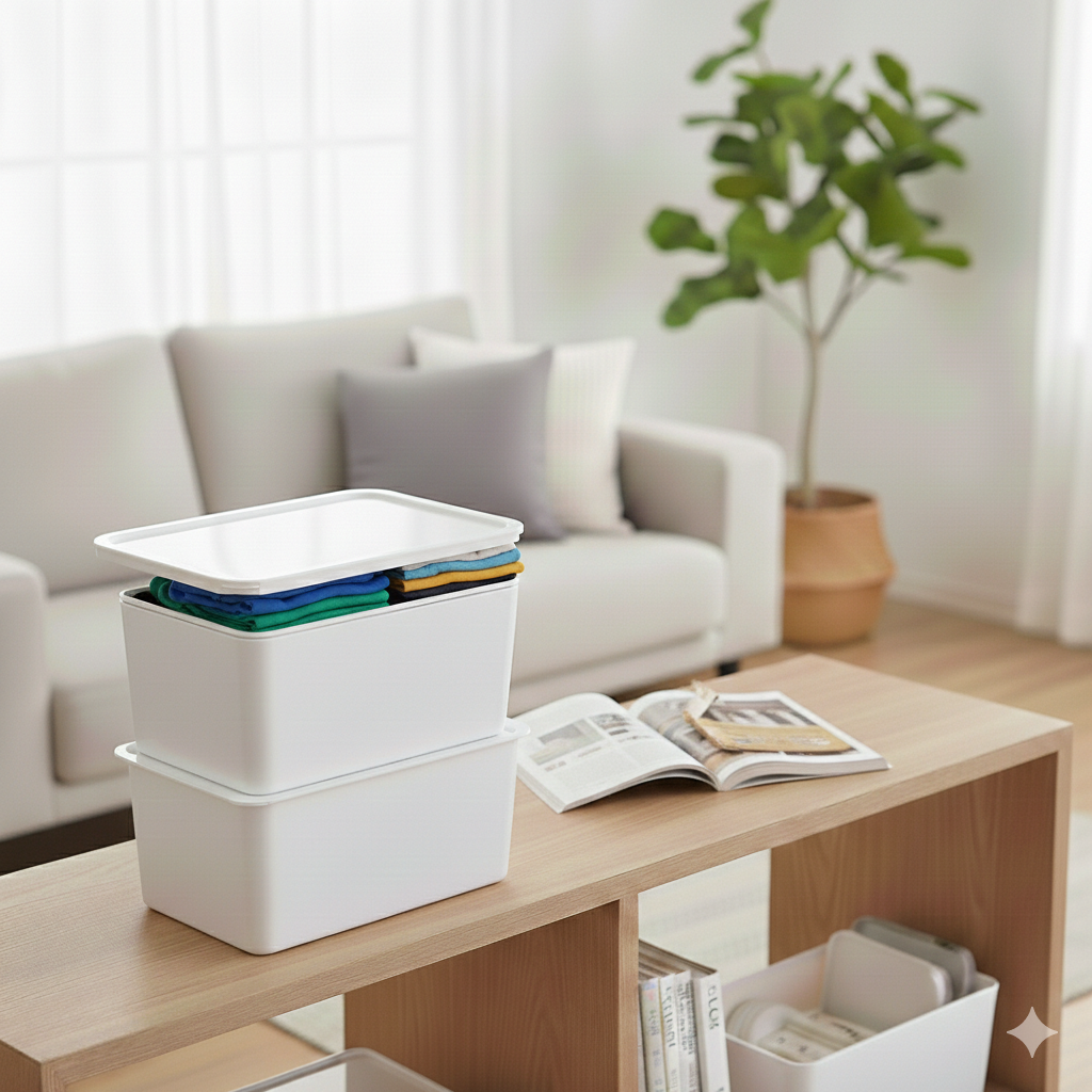 White Stackable Storage Bins