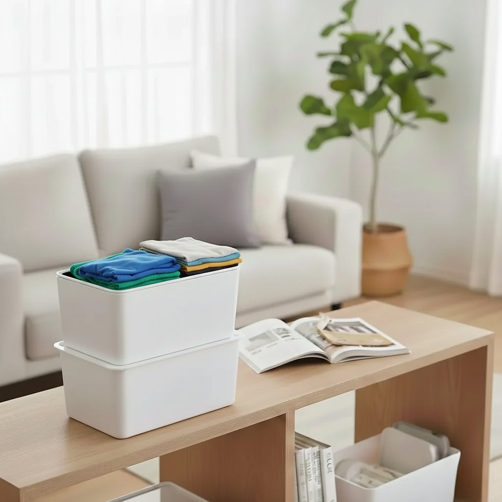 White Stackable Storage Bins