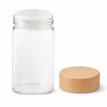 Glass Spice Jar with Oak Cover