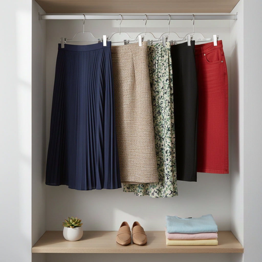 Clear Skirt & Pant Hangers with Adjustable Clips 5-Pack