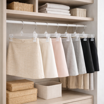 Clear Skirt & Pant Hangers with Adjustable Clips 12" - 5 Pack
