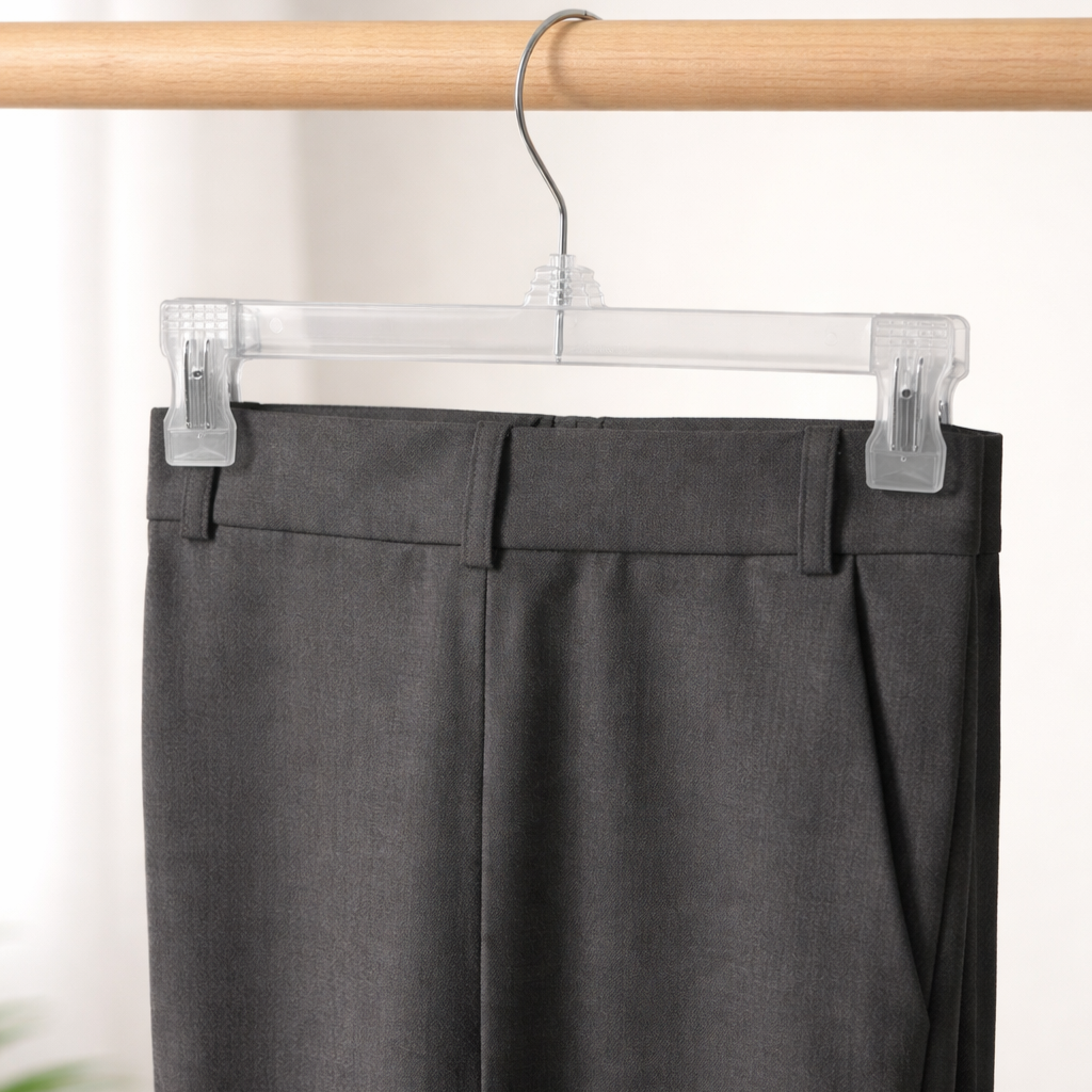 Clear Skirt & Pant Hangers with Adjustable Clips 12" - 5 Pack