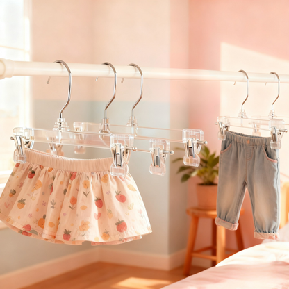 Clear Skirt & Pant Hangers with Adjustable Clips 8" - 5 Pack