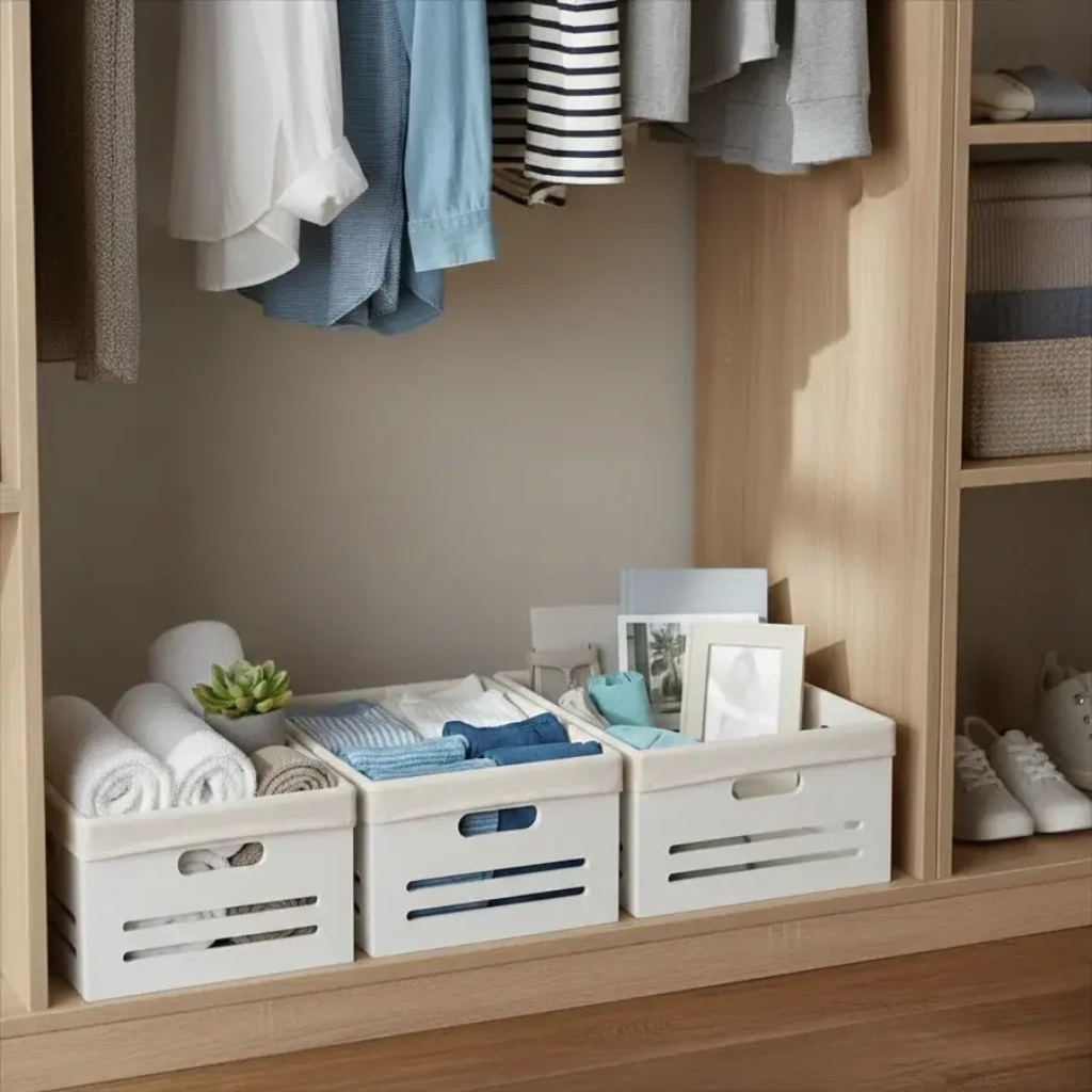 Wooden Bin with Fabric Lining