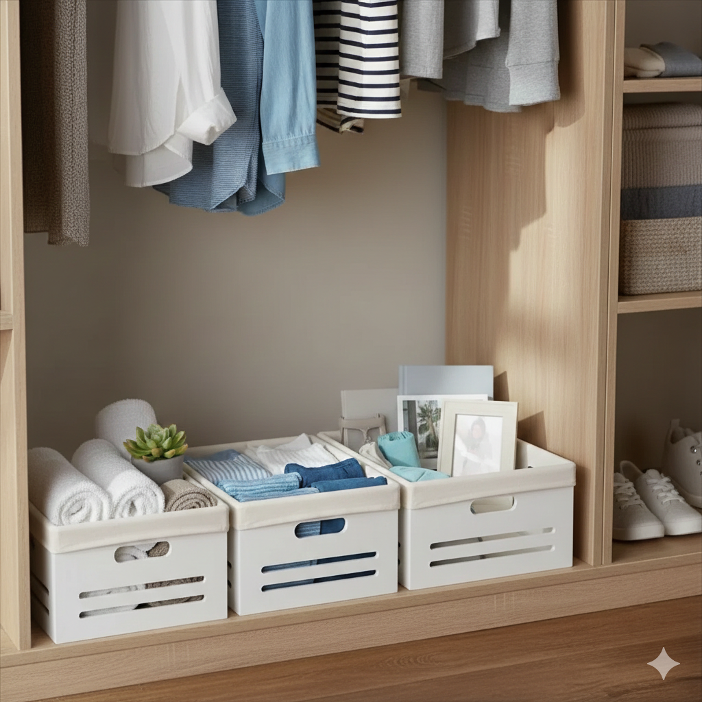 Wooden Bin with Fabric Lining