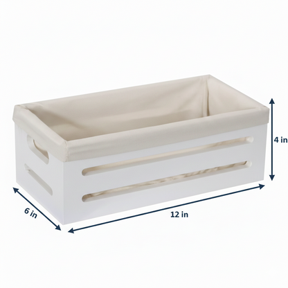 Wooden Bin with Fabric Lining
