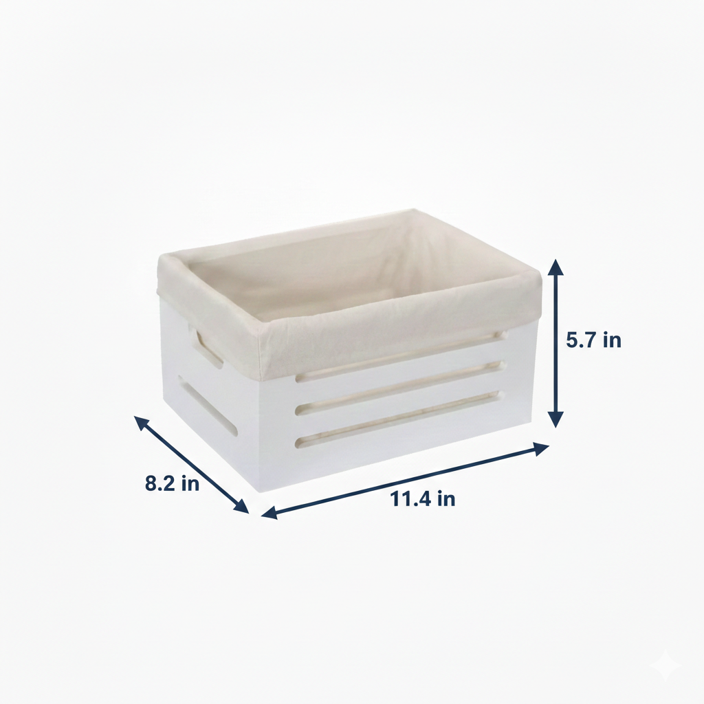Wooden Bin with Fabric Lining