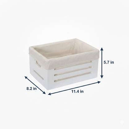 Wooden Bin with Fabric Lining