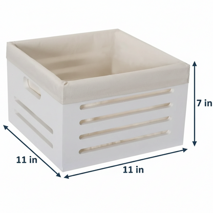 Wooden Bin with Fabric Lining