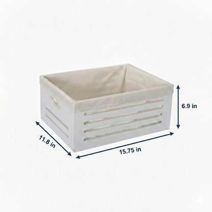 Wooden Bin with Fabric Lining