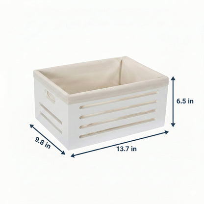 Wooden Bin with Fabric Lining