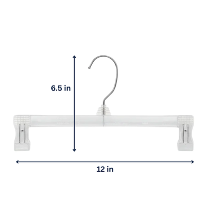 Clear Skirt & Pant Hangers with Adjustable Clips 12" - 5 Pack