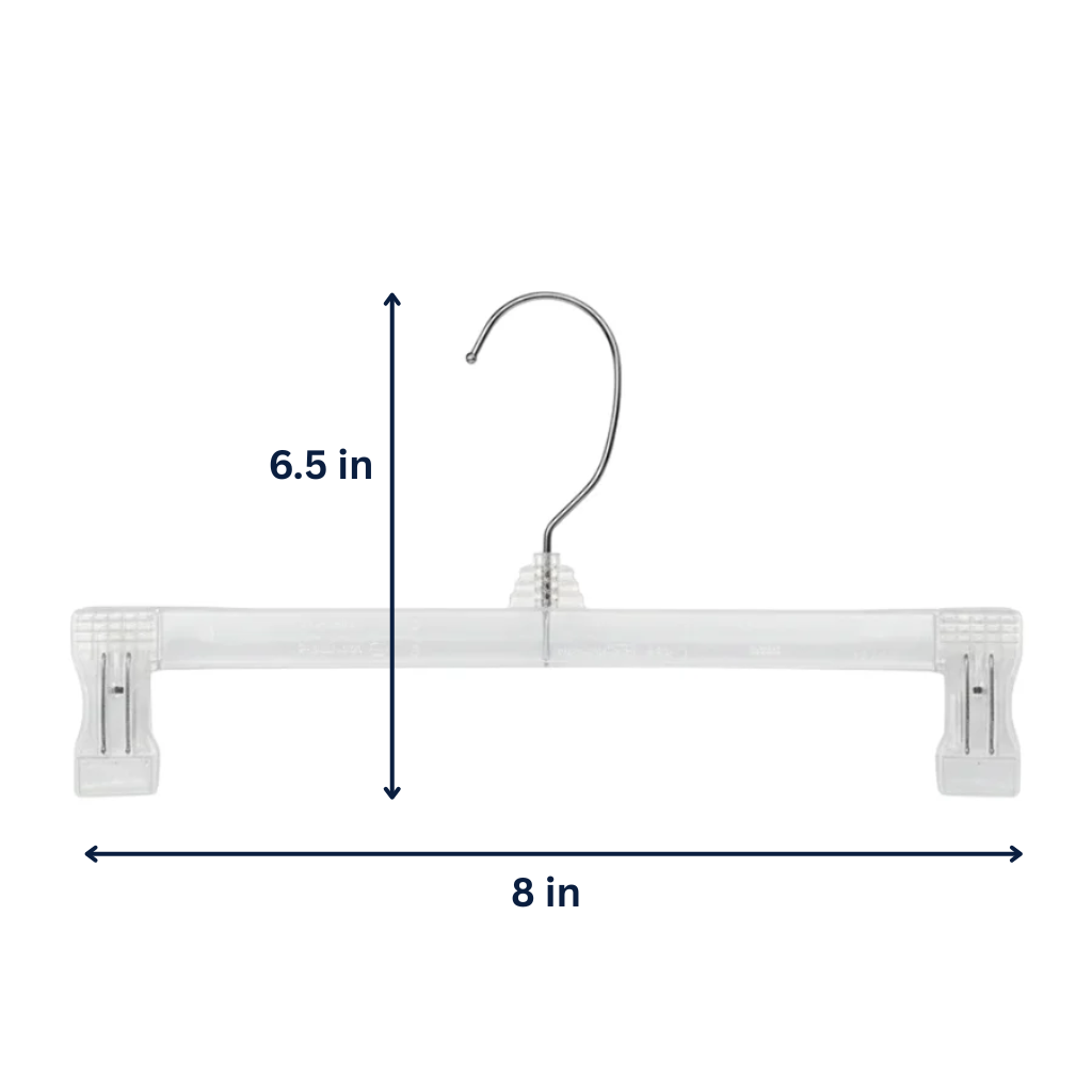Clear Skirt & Pant Hangers with Adjustable Clips 8" - 5 Pack