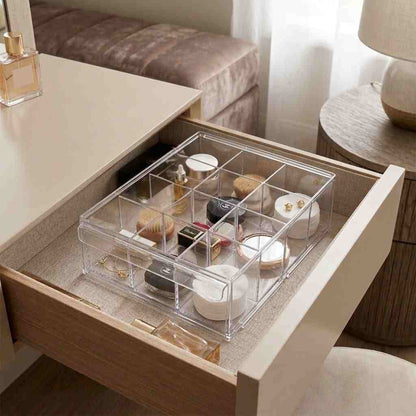 Small Clear Drawer With Removable Dividers 13.8 X 10.2 X 4